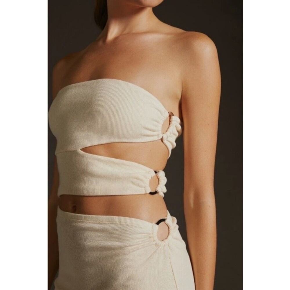NWT Anthropologie Bordeaux Strapless Side Cutout Mini Dress Size Large - Picture 2 of 6
